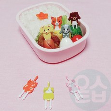위센티브 강아지 고양이 픽 7P 도시락피규어 음식꽂이 아이도시락만들기, 1개