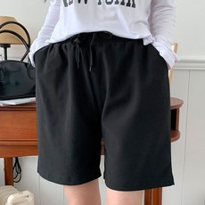 블랙 베이직 무지 5부 면 반바지 여자 여름 홈웨어oner