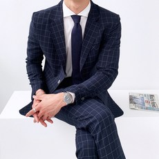 제이 린넨 스트라이프 남자 수트 빅사이즈 2XL 결혼식 정장세트
