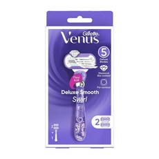 Gillette 질레트 여성용 비너스 디럭스 스무스 스월 면도기 핸들+면도날 리필 2개 Venus, 1개