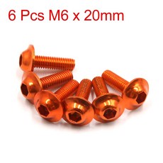 [자동차너트볼트] X Autohaux M6x20mm 오렌지 육각 번호판 볼트 너트 6/8/15/20pcs 범용 바이크 오토바이 스쿠터, [05] 6pcs M6x20 Orange