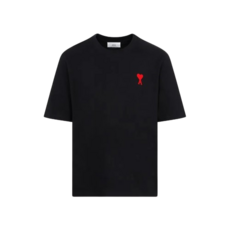 AMI 24SS 체인스티치 하트 로고 루프백 오가닉 코튼 반팔티 (BFUTS005 726 001)
