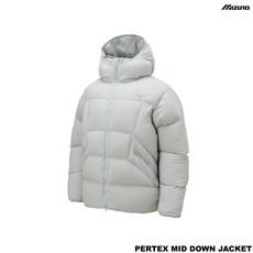 [빠른배송] 미즈노 PERTEX MID DOWN JACKET 라이트그레이 캐주얼 경량성 따뜻한 퍼텍스 소재 남성용 패딩