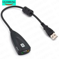 노트북 PC용 외장 사운드 카드 USB 20 71 채널 어댑터 3D 가상 오디오 트랙 헤드셋 마이크 35 잭 5HV2, 2.Black, 1개