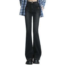 여성 봄가을 부츠컷 청바지 하이웨스트 슬림핏 스판 멀티 포켓 나팔바지 Women's Jeans