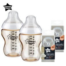 토미티피 클로저투네이쳐 젖병 트윈팩1+1 젖꼭지 포함, 상세설명 참조, PPSU젖병260ml 2입/젖꼭지 3단계 4입