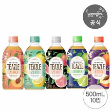 웅진식품 티즐 피치우롱티/유자그린티/자몽블랙티 제로 500ml 10펫, 10개