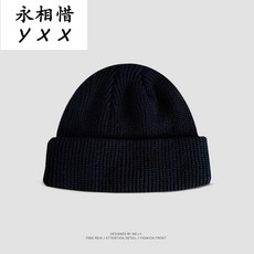 Yongxiangxi 14. 부지런 한 니 트 모자 과 피 남녀 가을 겨울 계 지주 냉 모 남 모직 모자 인 스타 그램 판 힙 합 - 블랙 M (56 58 cm)