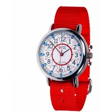 EasyRead Time Teacher Childrens Watch Red Blue 12/24 Hour Face Red Strap