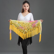 벨리 댄스 힙 스커트 스카프 플라워 삼각 스팽글 줌바 복 허리 밴드 찰랑 성인 악세사리 천, 1