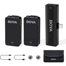 아이폰용 BOYA 무선 마이크 노이즈 캔슬링 기능이 있는 아이폰 마이크 유튜브 브이로그 인터뷰 라이브 스트림 비디오 녹화용 모노/스테로 (WMIC5-M4), 아이폰용 BOYA 무선 마이크, 노이즈 캔슬링 기능이, 1개