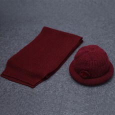 중장 년 가을 / 겨울 모자 여자 비 니 모자 토끼 털 할머니 비 니 겨울 할머니 모자 엄마 모자 대추색 [모자 + 목도리] 프 리 사이즈 (신축성 있 음)