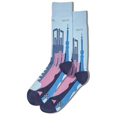 Hot Sox 남성용 펀 페이머스 페인팅 크루 양말 - 1켤레 팩-멋지고 예술적인 선물 시부야 역 (네이비)