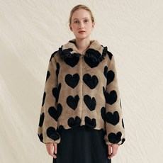 [몰리올리] Valerie Heart Eco Fur Coat [Black+Camel]