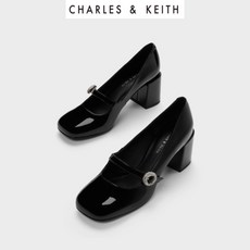 CHARLES&KEITH 찰스앤키스 레트로 스퀘어 토 블록 힐 메리제인 슈즈