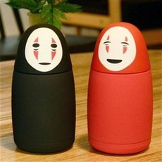 만화 보온컵 얼굴 없는 남자 귀엽다 스테인리스강 물컵, 가오나시 레드 텀블러 280ml, 1개