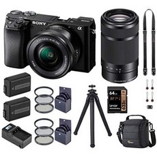 Sony Alpha A6100 Mirrorless Digital Camera with 16-50mm and 55-210mm Lens (Black) Advanced Bundle, One Color_One Size, 상세 설명 참조0, 상세 설명 참조0