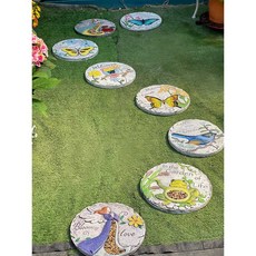 정원 바닥돌 발 디딤대 아트 화단꾸미기 주택 돌 디딤돌, 스팽글 나비 3개, 1개