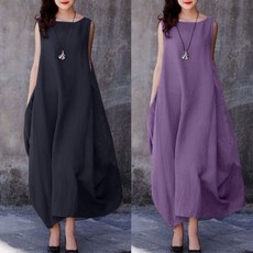 115kg까지 오버사이즈 날씬해보이는 편한 면 마 무지 민소매 맥시 끈나시 끈 원피스 여성 여름 빅사이즈 루즈핏 중년여성 홈웨어 빈티지 린넨 3xl 4xl 롱 치a라인 스커트