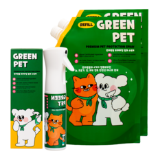  그린펫 강아지탈취제 소변냄새제거 고양이모래 소독제 소취제 300ml 1L, 1개, 300ml 1개 + 1L 2개 + 선물상자 