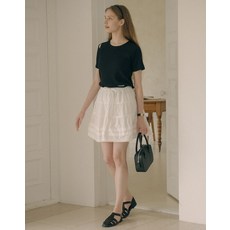 Shirring lace banding skirt_2color