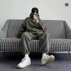 기모 트레이닝복 세트 추동 도톰 후드 심플 루즈핏 고급 상하세트