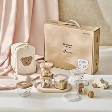 글라스락 베이비X비비엔다 눈금 이유식 용기 270ml 혼합 6조 보냉백 세트 하트꼼에디션 -, 혼합색상, 1세트