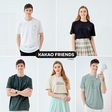 카카오프렌즈 MUZI 남녀공용 패밀리 반팔티셔츠 커플티셔츠 모임티셔츠 휴가반팔티셔츠