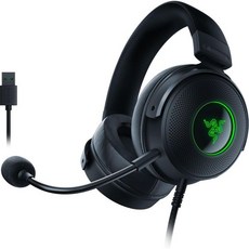 레이저 크라켄 V3 X 유선 USB 게이밍 헤드셋 경량 빌드 트라이포스 40mm 드라이버 하이퍼클리어 카디오이드 마이크 7.1 서라운드 사운드 크로마 RGB 조명 블랙, Black_Kraken V3