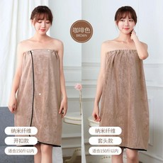 여성용 웨어러블 극세사 목욕 가운 부드러운 샤워 타올 성인 가정 미용실 땀 수트 사우나 욕실, 없음, 1개, button