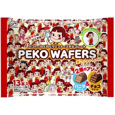 FUJIYA 후지야 Peco Wafers 페코짱 와쿠와쿠 웨하스 초콜릿 바닐라 & 초코 13개입 x 15봉지, 1세트