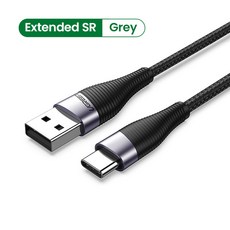 3A 타입 에 휴대폰 충전기 고속 한 USB 케이블 코드 UGREEN 와이어 충전 C 데이터 샤오미 S9, PVC Grey, 2m, 1개