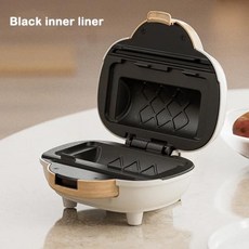 샌드위치 와플 메이커 와플기계 샌드위치팬 크로플 토스트 파니니 아침 식사 기계 양면 가열 튀김 베이킹 핫 프레스 빵 치즈 핫도그 토스터기, 1) Black baking tray