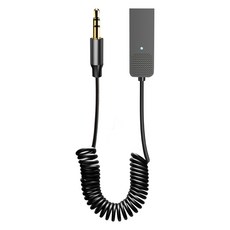 차량용 무선 블루투스 5.2 Aux 어댑터 USB-3.5mm 잭 오디오 음악 마이크 핸즈프리 자동차 스피커용 리, 01 Black, 한개옵션1