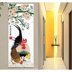 Zhangzhou Guoxing재물을 깨우는 닭 비즈 그림 보석십자수 DIY 큐빅 구슬 십자수 아트 공예 풍수 인테리어 벽장식, 70x150cm