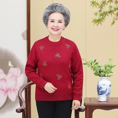 쇼핑쇼핑몰 할머니룩 겨울 가을 중년 여성의류 기모 융 정원 넥 플라워 프린트 큐빅상감 고귀한