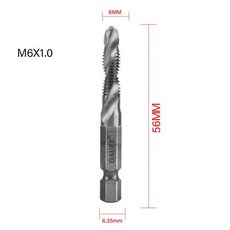 육각 섕크 티타늄 도금 HSS 나사 나사 비트 복합 탭 M3 M4 M5 M6 M8 M10 수공구 6 개세트, [08] M4X0.7 Silver