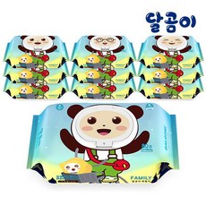 [21년 리뉴얼] 달곰이 아기물티슈 패밀리 10팩 (80매 / 캡형), 상세설명 참조, 패밀리 엠보싱 캡형10팩