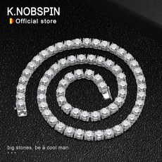 Knobspin 6.5mm moissanite 테니스 팔찌 목걸이 여성용 남자 스파클링 풀 다이아몬드 gra 925 스털링 실버 체인