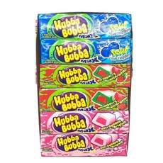 Hubba Bubba 18 Pack Bubble Gum Variety Pack 후바부바 풍선껌 18입 딸기 블루라즈베리 수박맛, 18팩, 1g