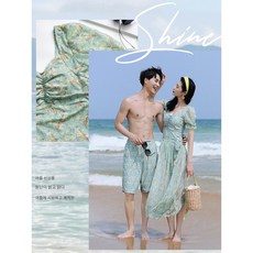 커플비치웨어 시밀러룩 휴양지 신혼여행 허니문 바캉스 커플수영복, 레드