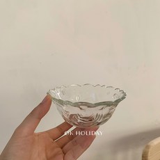 프렌치 앤티크 엠보싱 로즈 클리어볼 빈티지 식기 요거트볼 아침 디저트 볼 홈카페, 로즈요거트볼