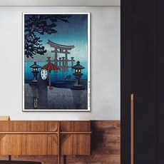지브리 토토로 패브릭 포스터 귀여운 방꾸미기 그림 스튜디오 호쿠사이 일본 아트 거실 벽, 2.20x28cm - YELLOW