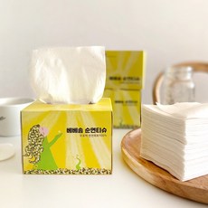 베베솜 순면 비염티슈 비건 무형광 무표백 먼지없는 미니각티슈 100매, 1개
