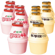 (냉장)빙그레 딸기우유 2종 혼합세트 (딸기맛우유 and 투게더맛우유), 7세트, 480ml