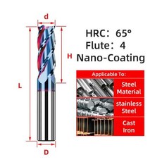 밀링 엔드 밀 커터 머시닝 코팅 플랫 밀용 절삭 공구 플루트, 152.1Pc HRC65 4F d5xD5x25x100, 1개