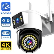 Yoosee AI 인간 감지 모니터 야외 컬러 야간 투시경 CCTV 홈 보안 4K 8MP 듀얼 스크린 IP 카메라 4MP 와이파이 PTZ 카메라, 1) 4MP Camera No Card EU 플러그, 1개
