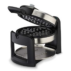 Cuisinart 쿠진아트 WAF-F30 라운드 플립 벨기에 와플 메이커 블랙/실버 두께 1인치, Single_New Black/Stainless, New Black/Stainless