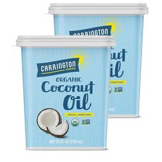 Carrington Farms 피부 및 모발 코코넛 오일 요리 베이킹 퓨어 미정제 Coconut Oil for Skin & Hair Care Cooking Baking Virgin, 2개, 739ml
