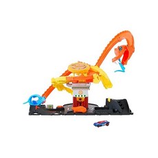 Hot Wheels City Toy Car Track Set Pizza Slam Cobra Attack Playset Snake Tail Spiral with Randomiz, Pizza Cobra, one option, 1개